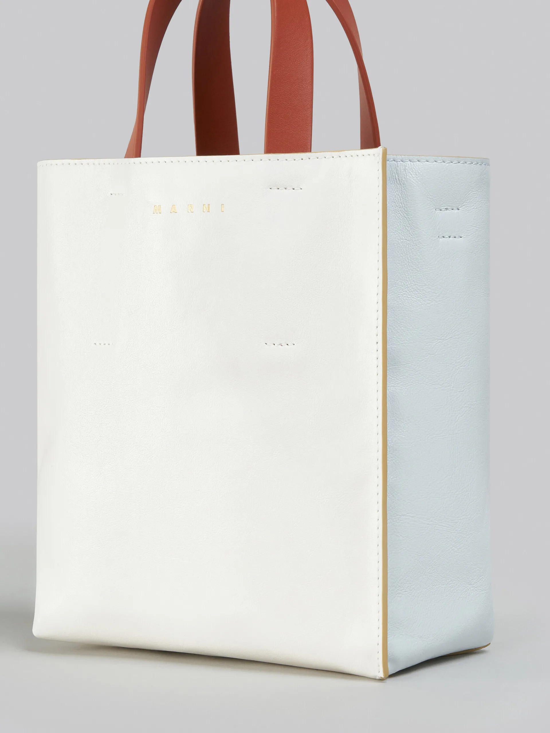 Tote Bags>Marni Museo Soft Mini Bag In White Light Blue And Orange Leather LILYWHITE/CLOUD