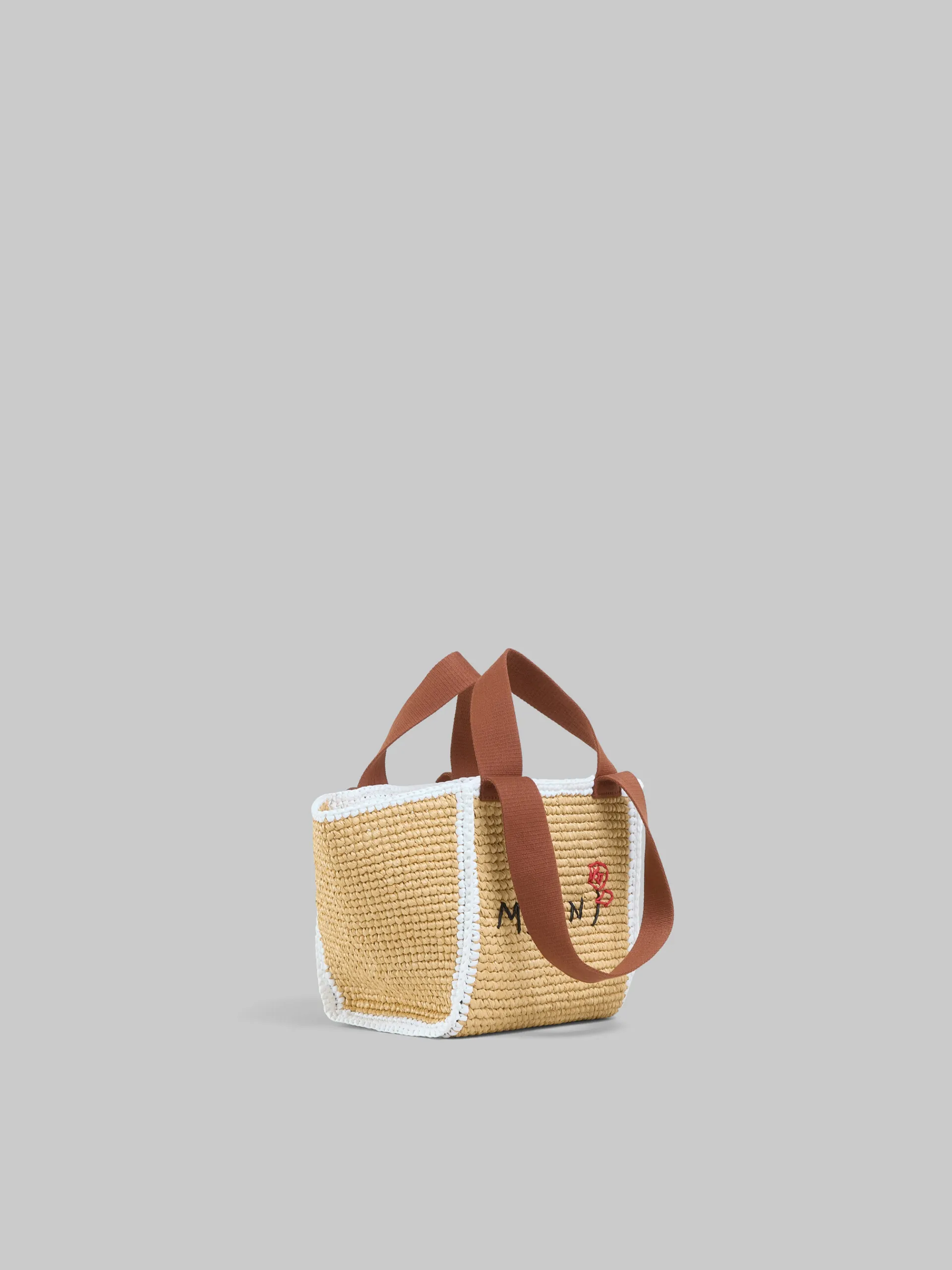Tote Bags>Marni Natural Macramé Sillo Small Shopper NATURAL/WHITE/RUST