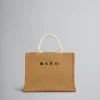 Tote Bags>Marni Natural-coloured Raffia-effect Small Tote Bag RAWSIENNA/NATURAL