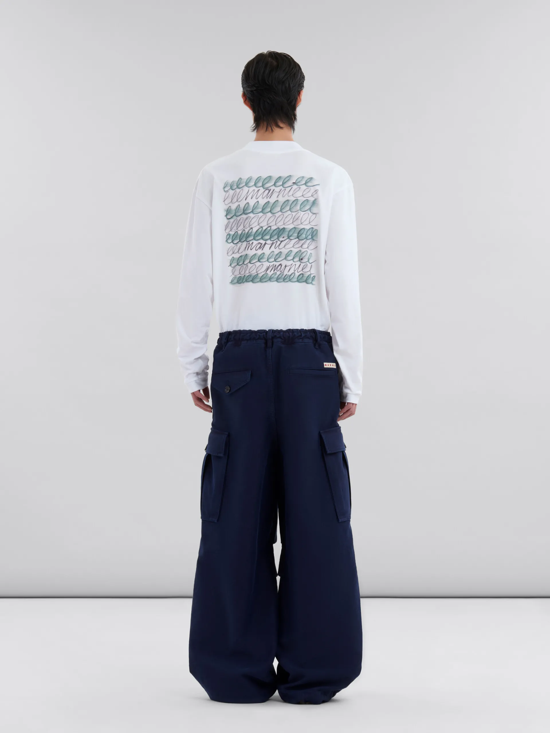 Pants>Marni Navy Organic Moleskin Cargo Pants LIGHTNAVY