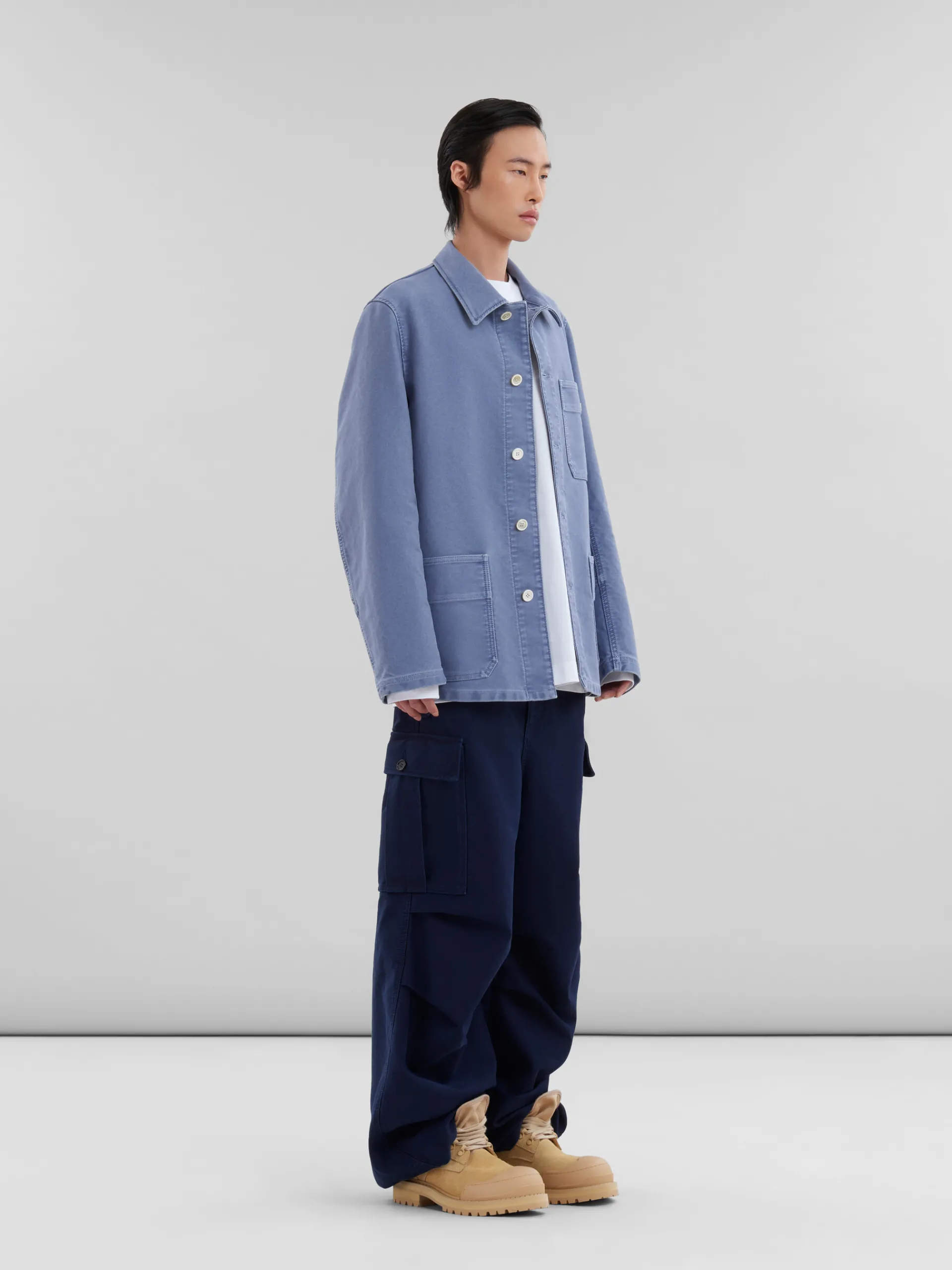Pants>Marni Navy Organic Moleskin Cargo Pants LIGHTNAVY
