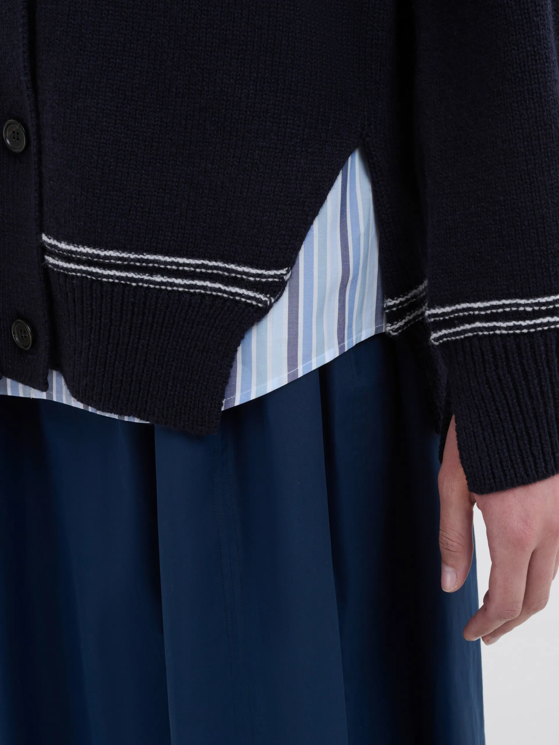 Knitwear>Marni Navy Wool Cardigan With Maxi Logo LIGHTNAVY