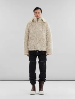 Coats & Jackets>Marni Oat Shaggy Jacket With Detachable Hood GLASS