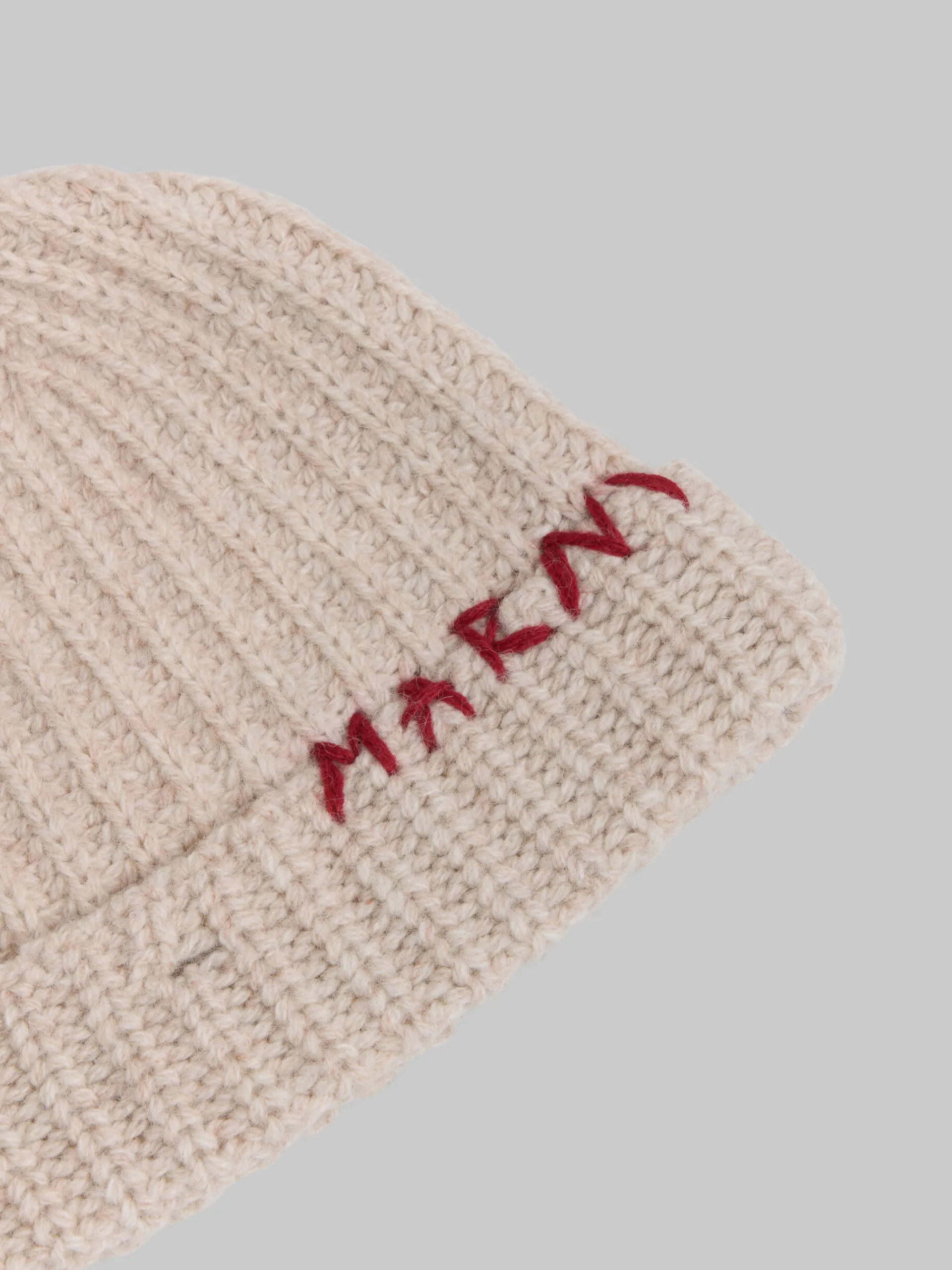 Hats>Marni Oat Shetland Wool Beanie With Mending BEIGE