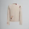 Knitwear>Marni Oat Shetland Wool Jumper With Mending Embroidery BEIGE