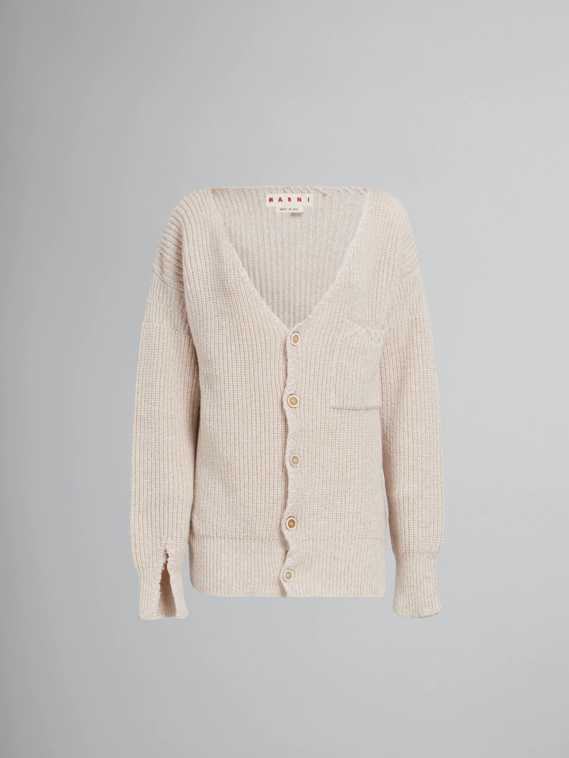 Knitwear>Marni Oat Wool Cardigan With Mending NATURAL