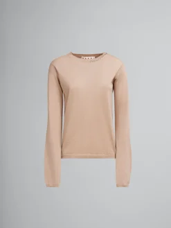 Knitwear>Marni Oat Wool-silk Crew-neck Jumper With Mending BEIGE