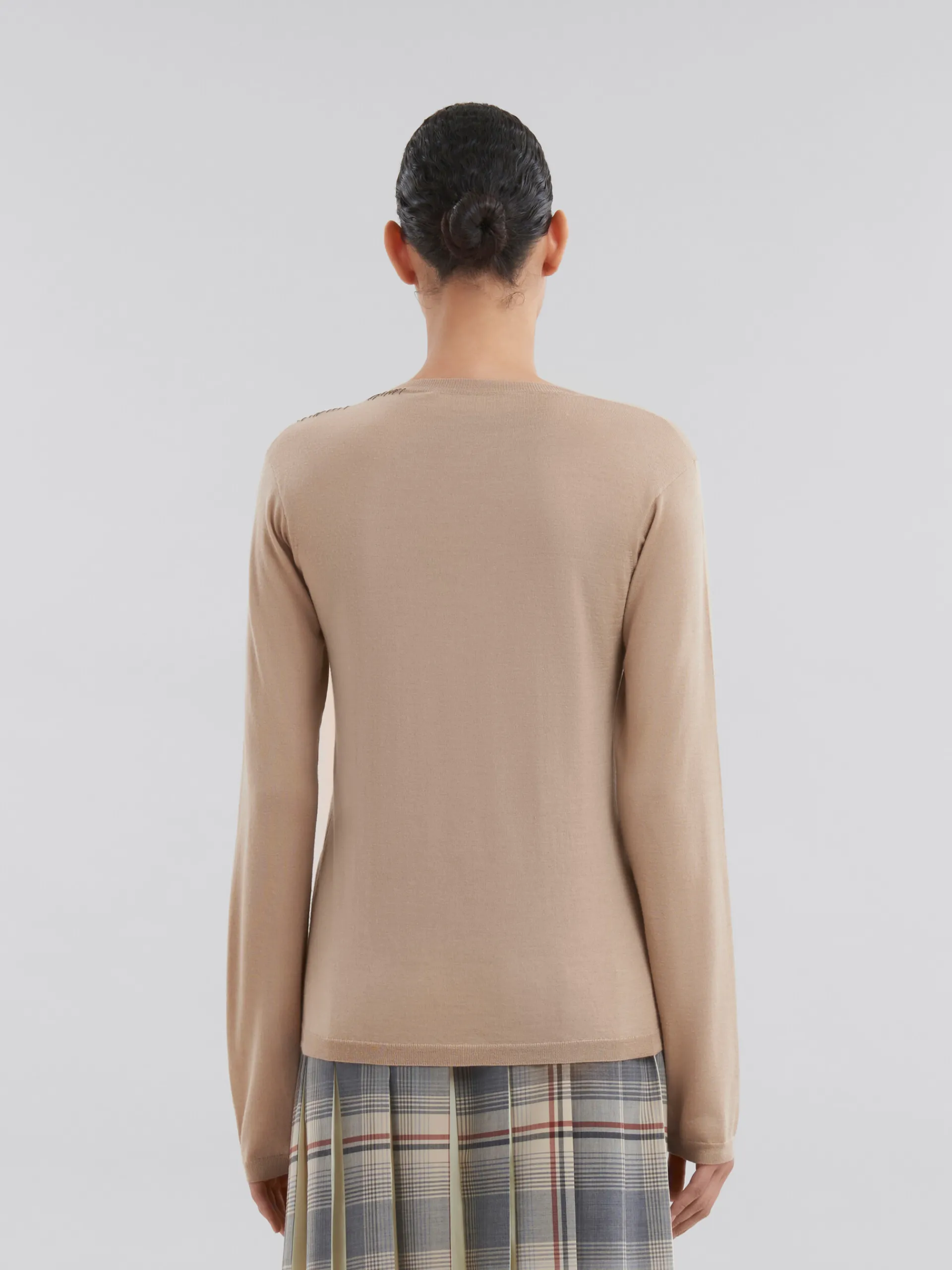 Knitwear>Marni Oat Wool-silk Crew-neck Jumper With Mending BEIGE