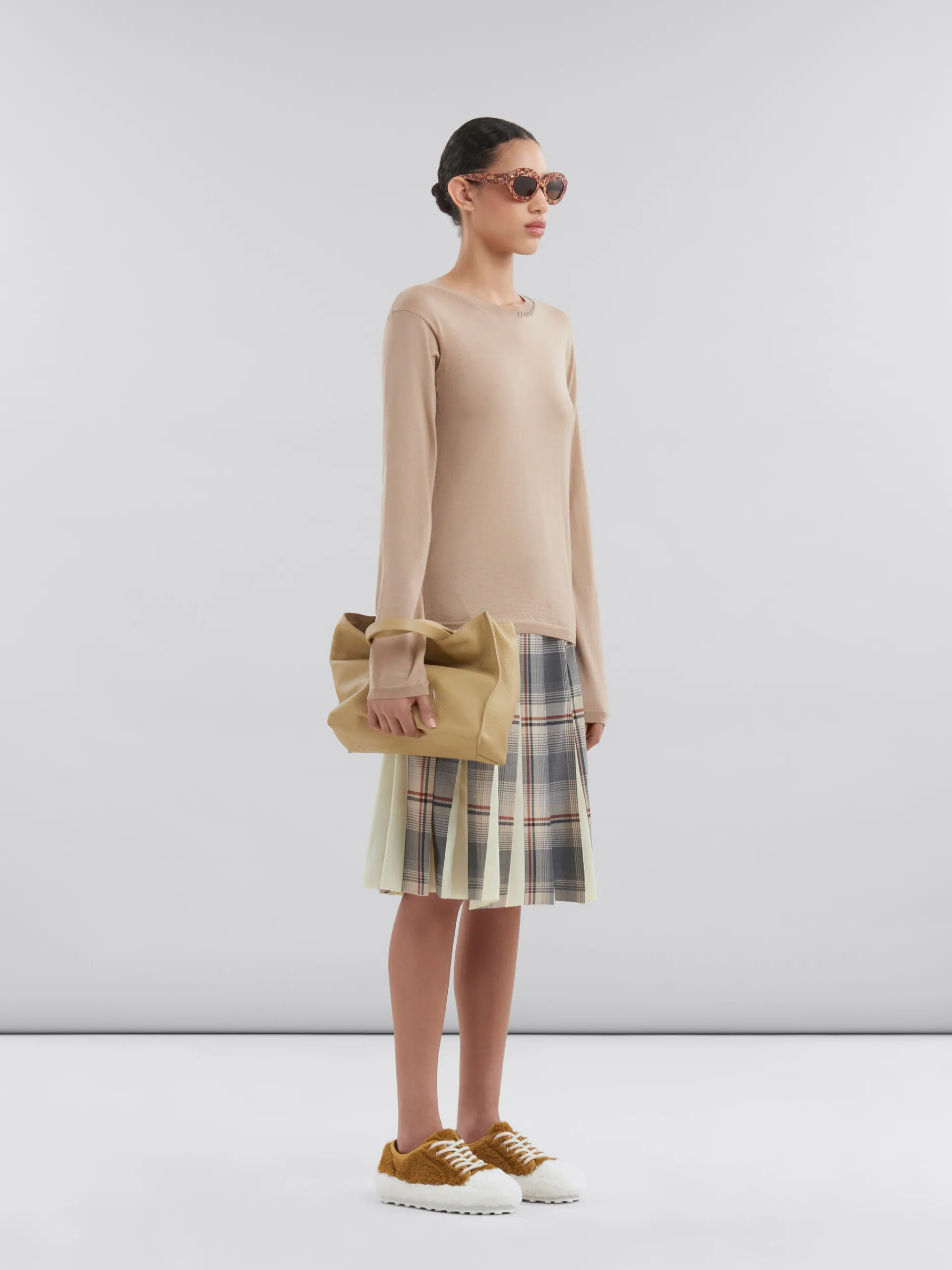 Knitwear>Marni Oat Wool-silk Crew-neck Jumper With Mending BEIGE