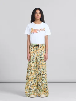 Matching Sets | Pants>Marni Orange And Green Printed Organic Poplin Hybrid Cargo Pants LIGHTORANGE