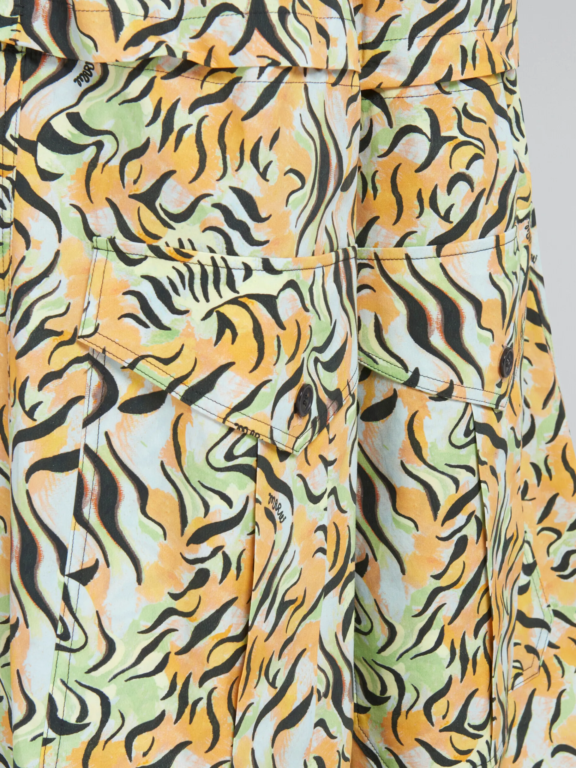 Matching Sets | Pants>Marni Orange And Green Printed Organic Poplin Hybrid Cargo Pants LIGHTORANGE