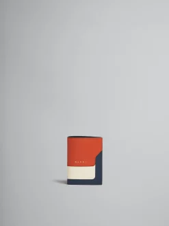 Wallets & Small Leather Goods>Marni Orange Cream And Deep Blue Saffiano Leather Bi-fold Wallet BRICK/TALC/NIGHT BLUE
