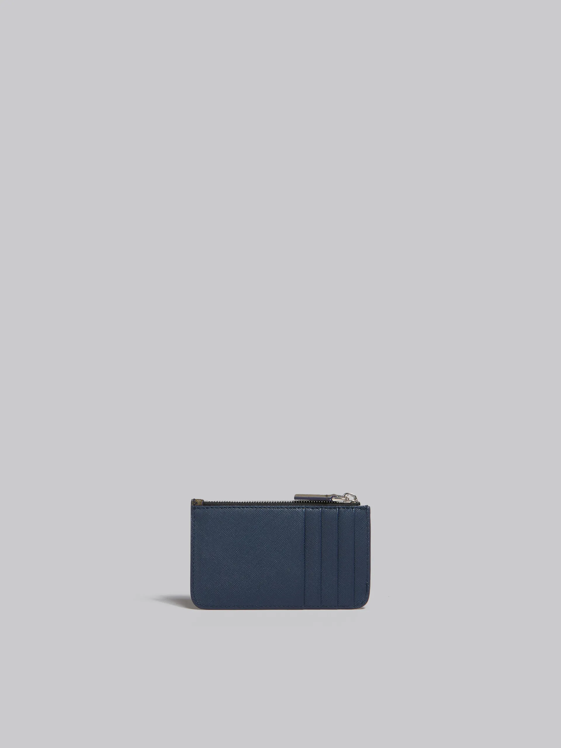 Wallets & Small Leather Goods>Marni Orange Cream And Deep Blue Saffiano Leather Card Case BRICK/TALC/NIGHT BLUE