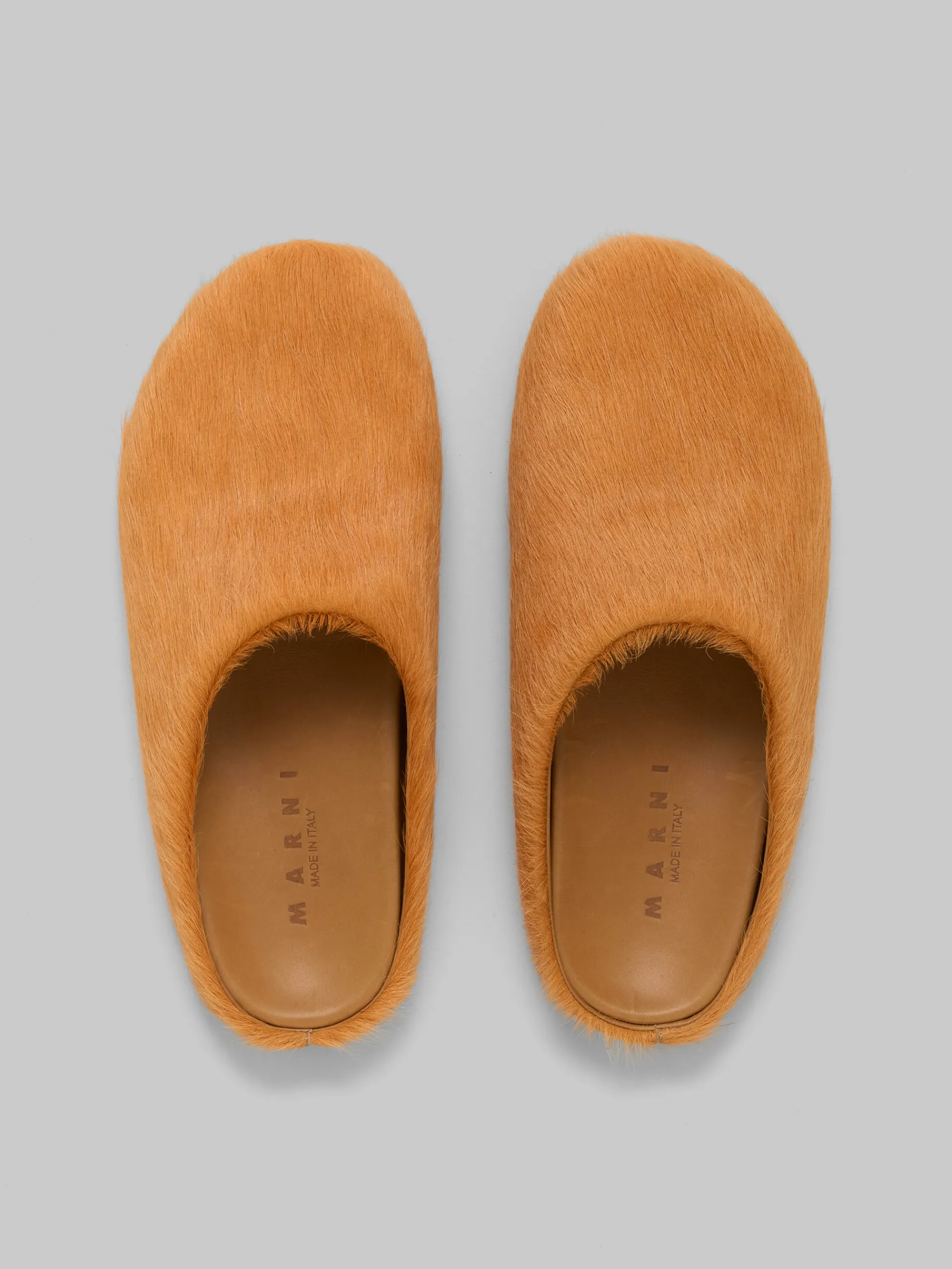 Fussbett Sabot>Marni Orange Long-hair Calfskin Fussbett Sabot PUMPKIN