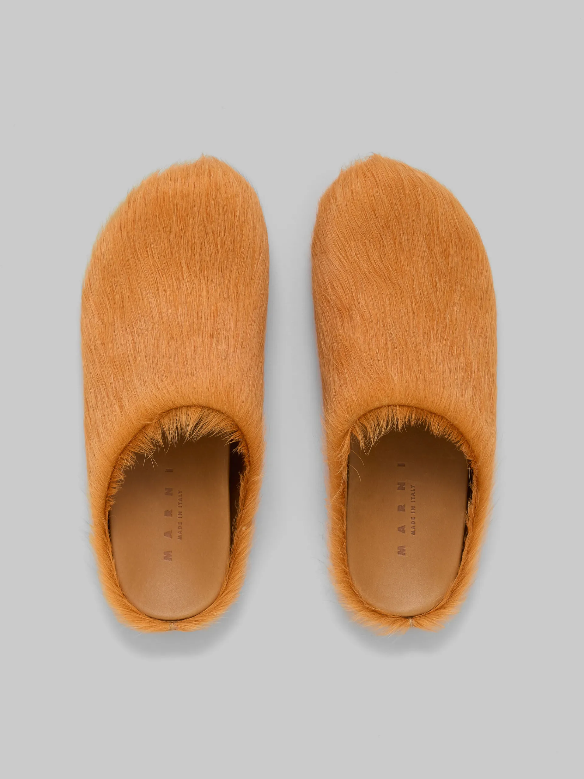 Flats | Fussbett>Marni Orange Long-hair Calfskin Fussbett Sabot PUMPKIN