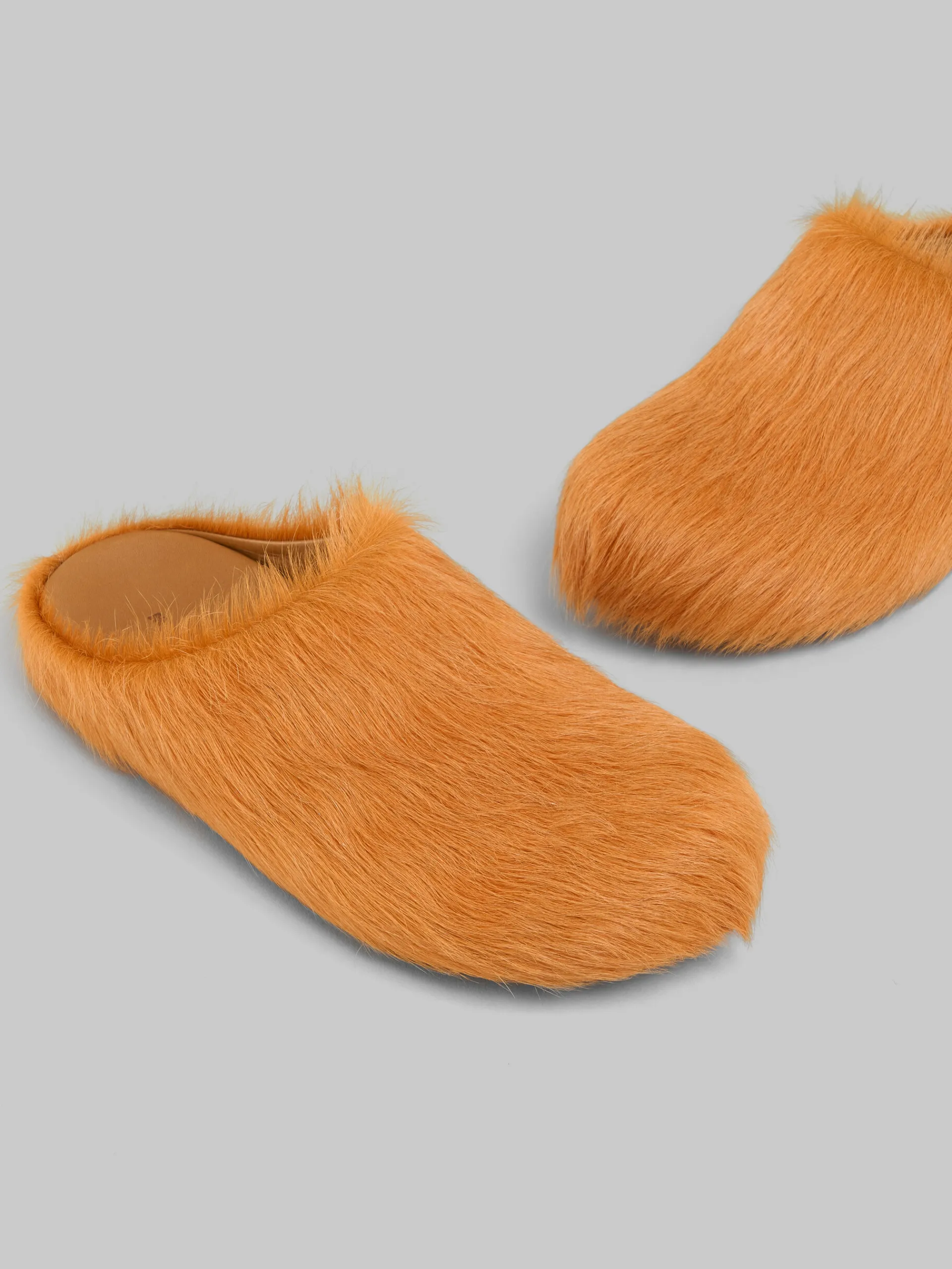 Flats | Fussbett>Marni Orange Long-hair Calfskin Fussbett Sabot PUMPKIN