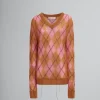 Knitwear>Marni Orange Mohair Argyle Jumper With Floating Threads CAMELLIA