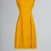 Dresses>Marni Orange Organic Poplin Midi Dress With Mini Pleats LIGHTORANGE