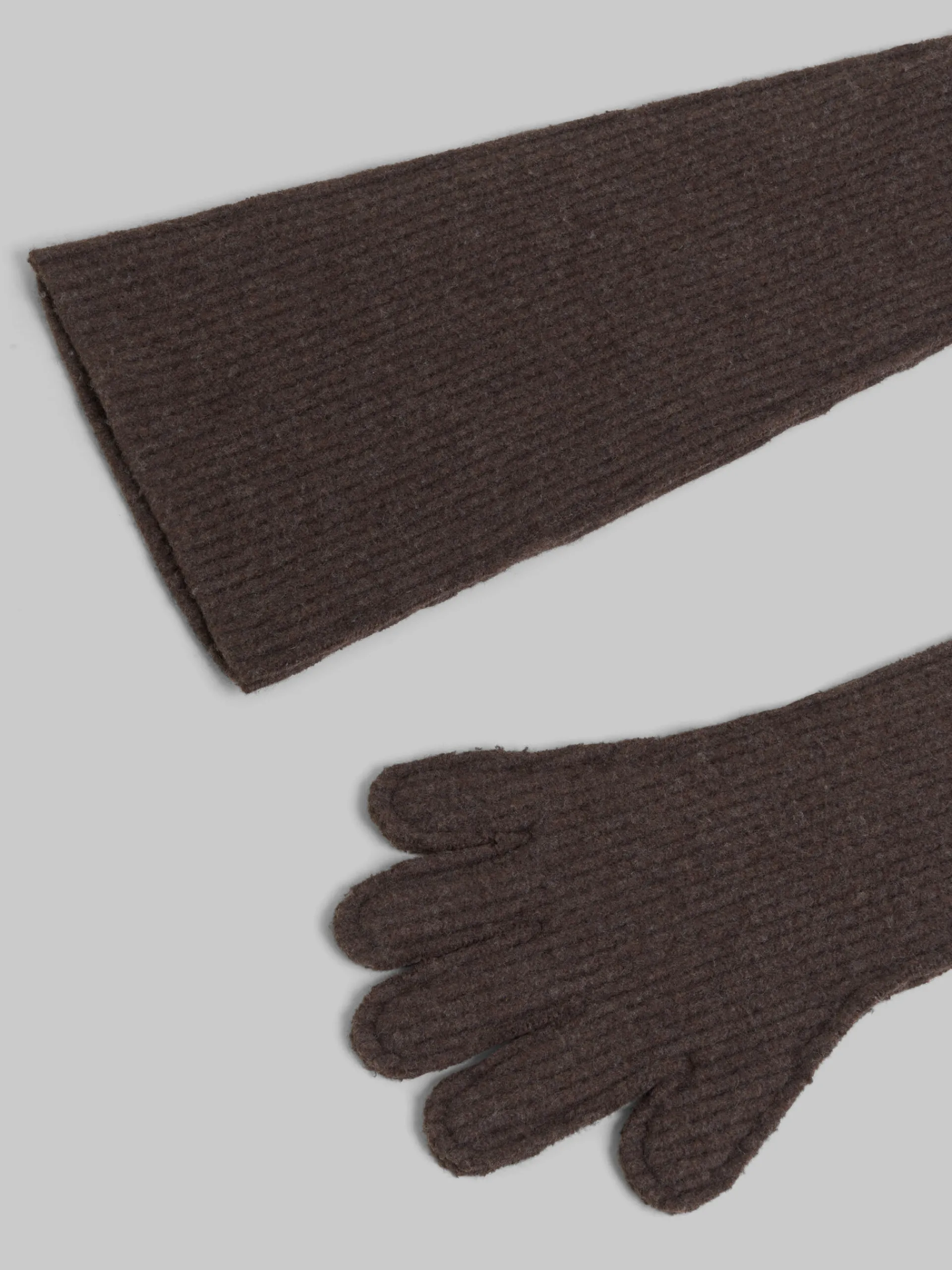 Other Accessories>Marni Oversized Brown Wool Gloves MIDNIGHT