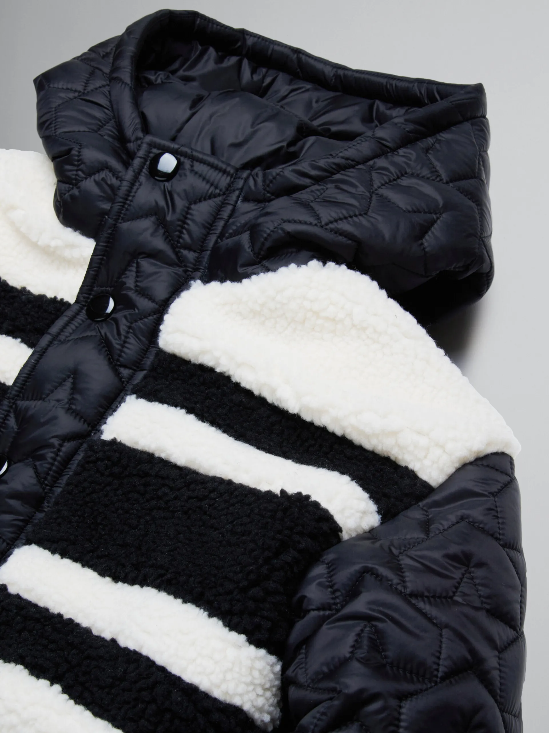 Kids>Marni Padded Jacket With Stars And Teddy Inserts BLACK