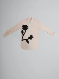 Tops & T-Shirts>Marni Peach And Light Blue Crepon Shirt With Flower Appliqués SODIUM
