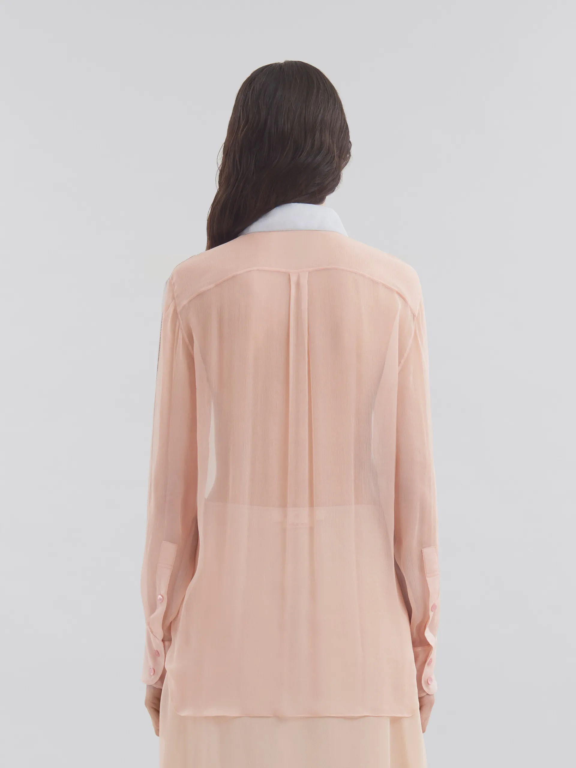 Tops & T-Shirts>Marni Peach And Light Blue Crepon Shirt With Flower Appliqués SODIUM