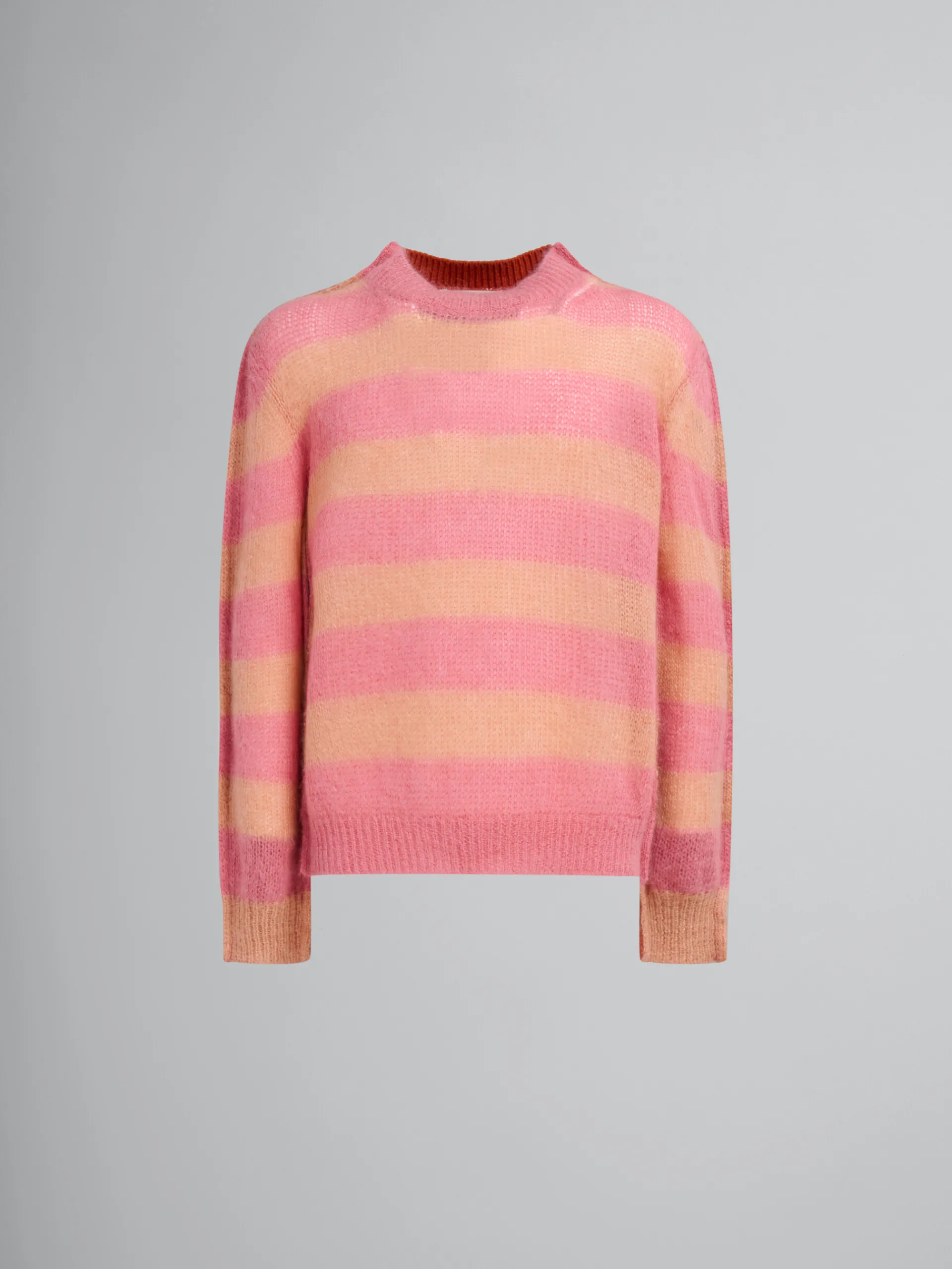 Knitwear>Marni Peach Mohair And Wool Jumper With Mixed Stripes LIGHTPEACH