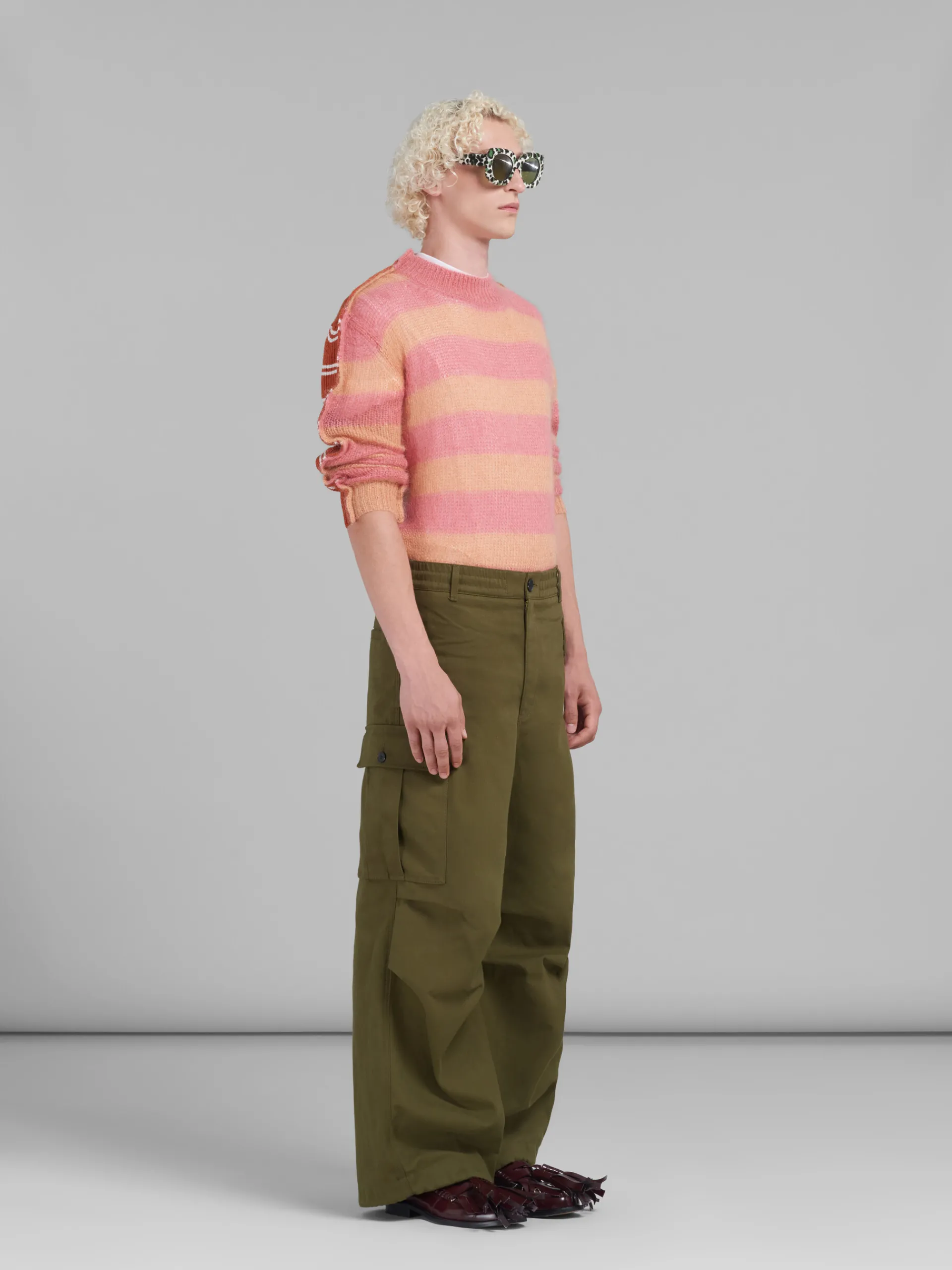 Knitwear>Marni Peach Mohair And Wool Jumper With Mixed Stripes LIGHTPEACH