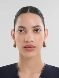 Earrings>Marni Drop Earrings With Green Gemstones PEARL