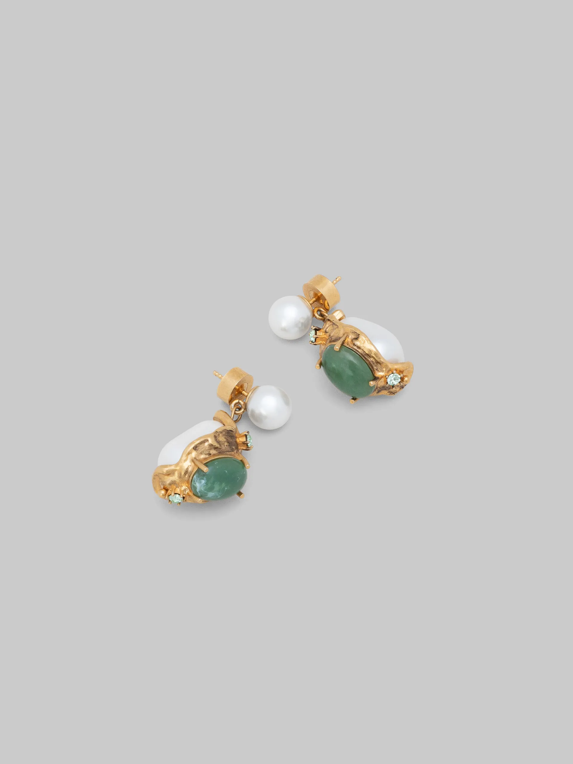 Earrings>Marni Drop Earrings With Green Gemstones PEARL