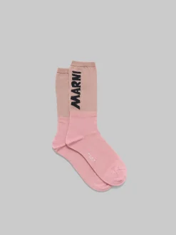 Socks>Marni Pink And Beige Socks With Logo PALEPEACH