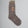 Socks>Marni Pink And Brown Mouliné Cotton Socks With Flowers PEACHAMBER