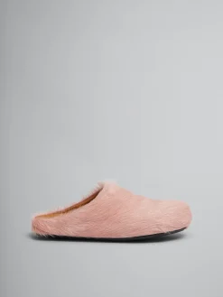 Flats | Fussbett>Marni Pink Long Hair Calfskin Fussbett Sabot ANTIQUEROSE