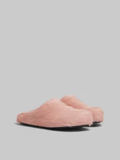 Flats | Fussbett>Marni Pink Long Hair Calfskin Fussbett Sabot ANTIQUEROSE