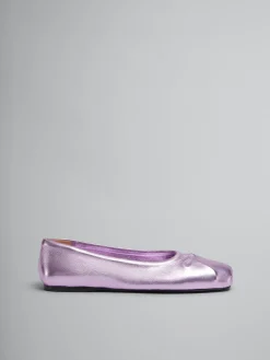 Flats>Marni Nappa Leather Seamless Little Bow Ballet Flat PINK