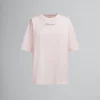 Tops & T-Shirts>Marni Pink Organic Cotton Boxy T-shirt With Repeated Logo LIGHTPINK