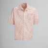 Tops & T-Shirts>Marni Pink Poplin Bowling Shirt With Landscapes Print ANTIQUEROSE