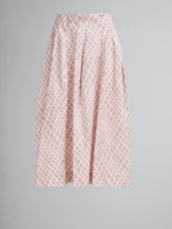 Matching Sets | Skirts>Marni Pink Poplin Midi Skirt With Landscapes Print ANTIQUEROSE