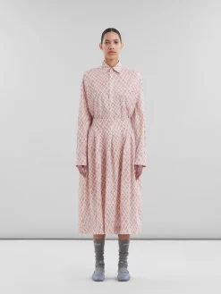 Matching Sets | Skirts>Marni Pink Poplin Midi Skirt With Landscapes Print ANTIQUEROSE