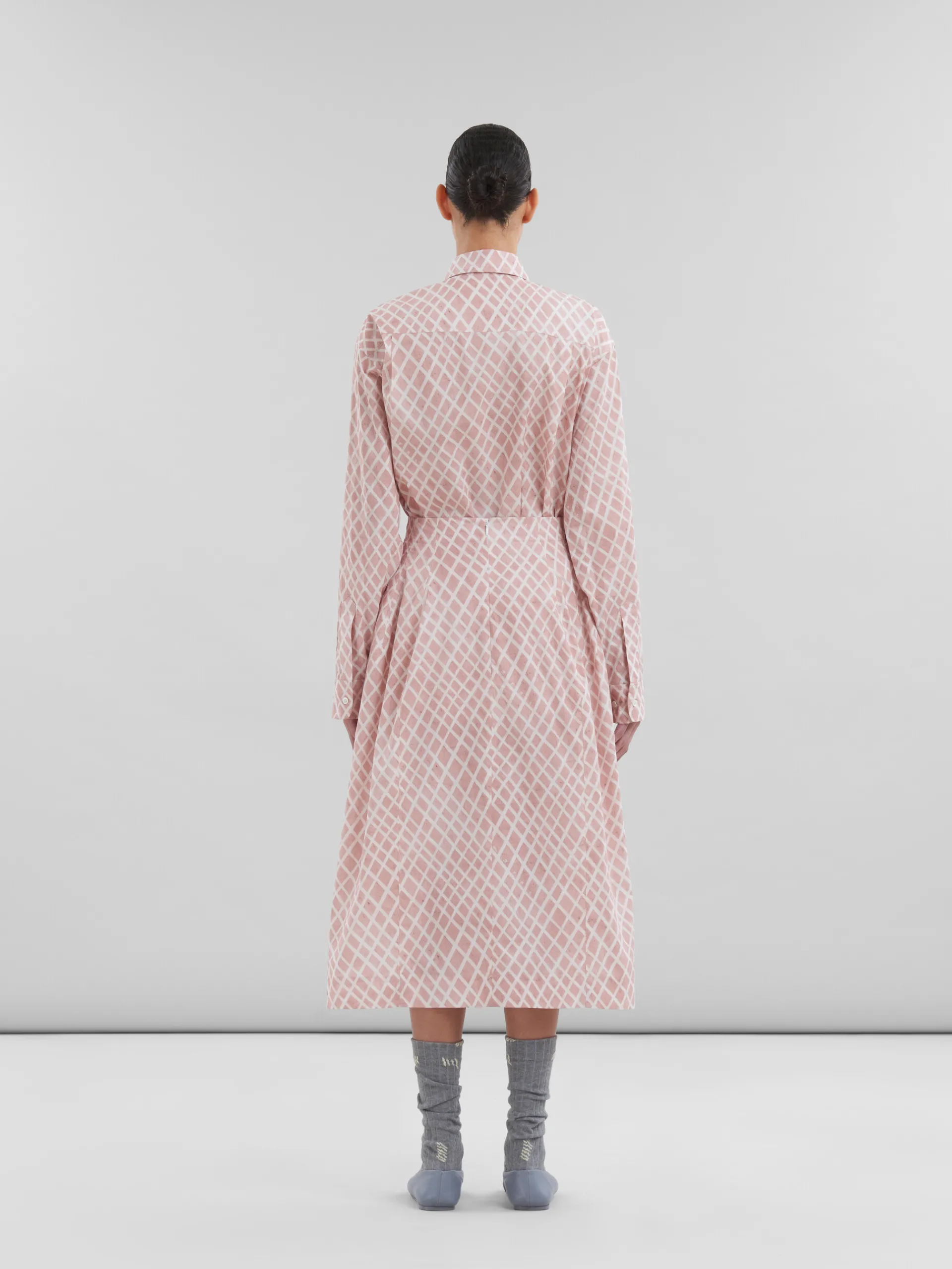 Matching Sets | Skirts>Marni Pink Poplin Midi Skirt With Landscapes Print ANTIQUEROSE