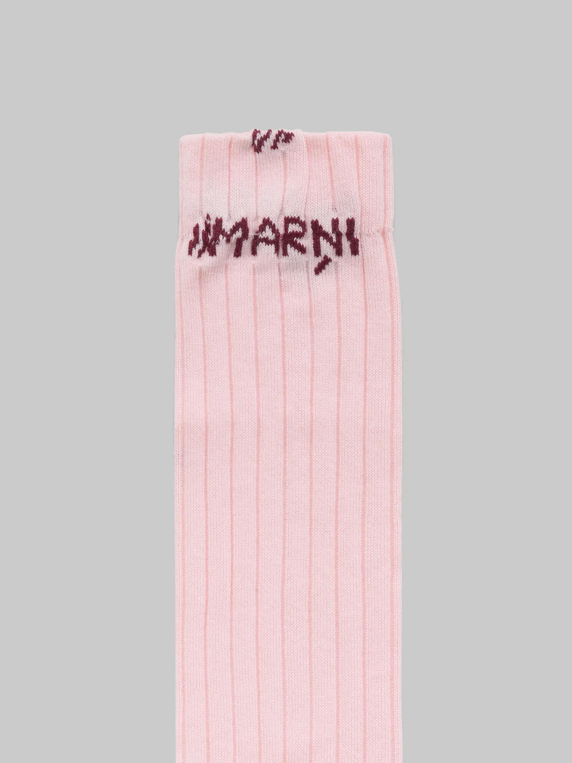 Socks>Marni Pink Ribbed Cotton Socks With Mending PEONY
