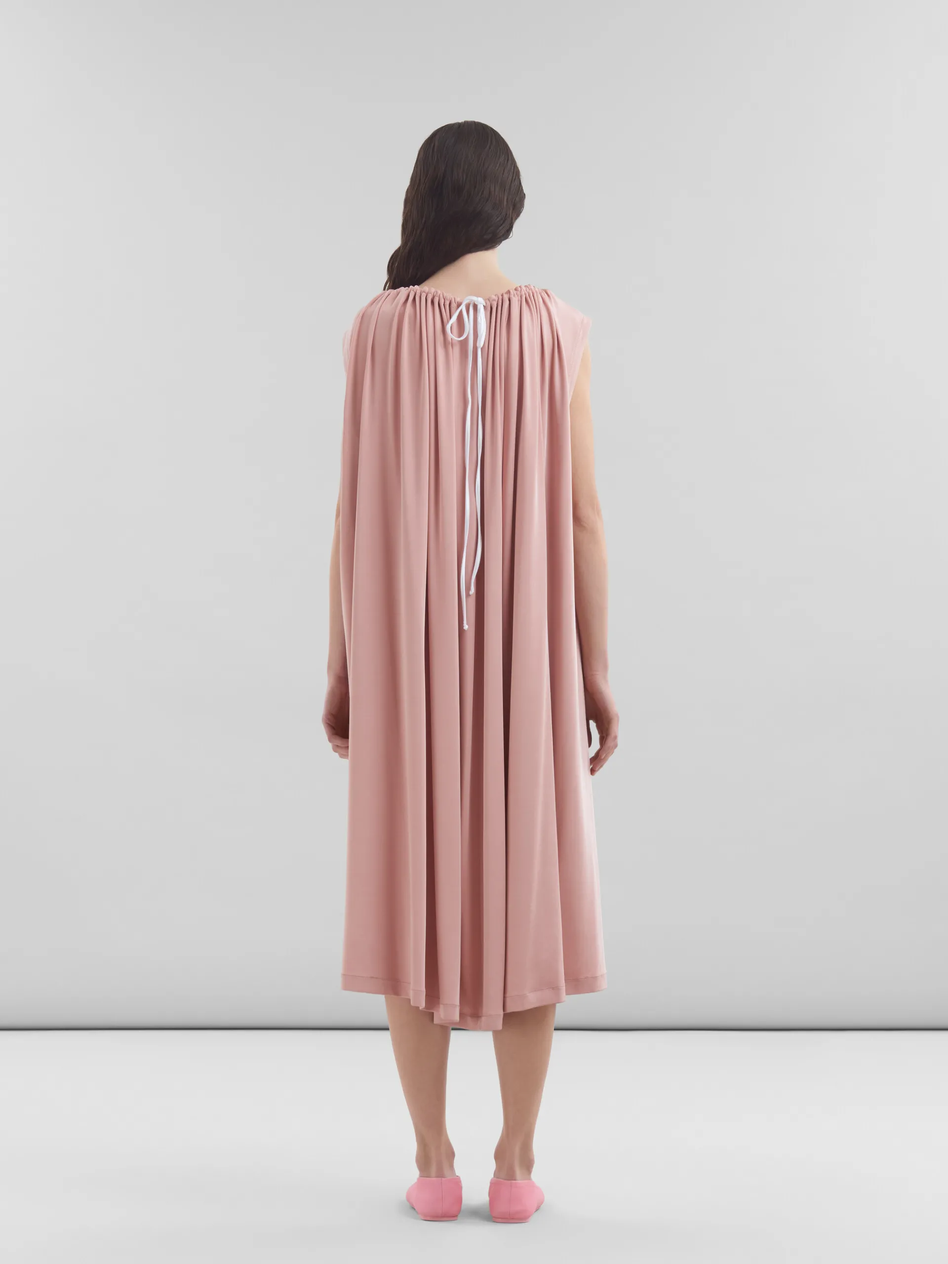 Dresses>Marni Pink Stretch Jersey Dress With Gathered Neck ANTIQUEROSE