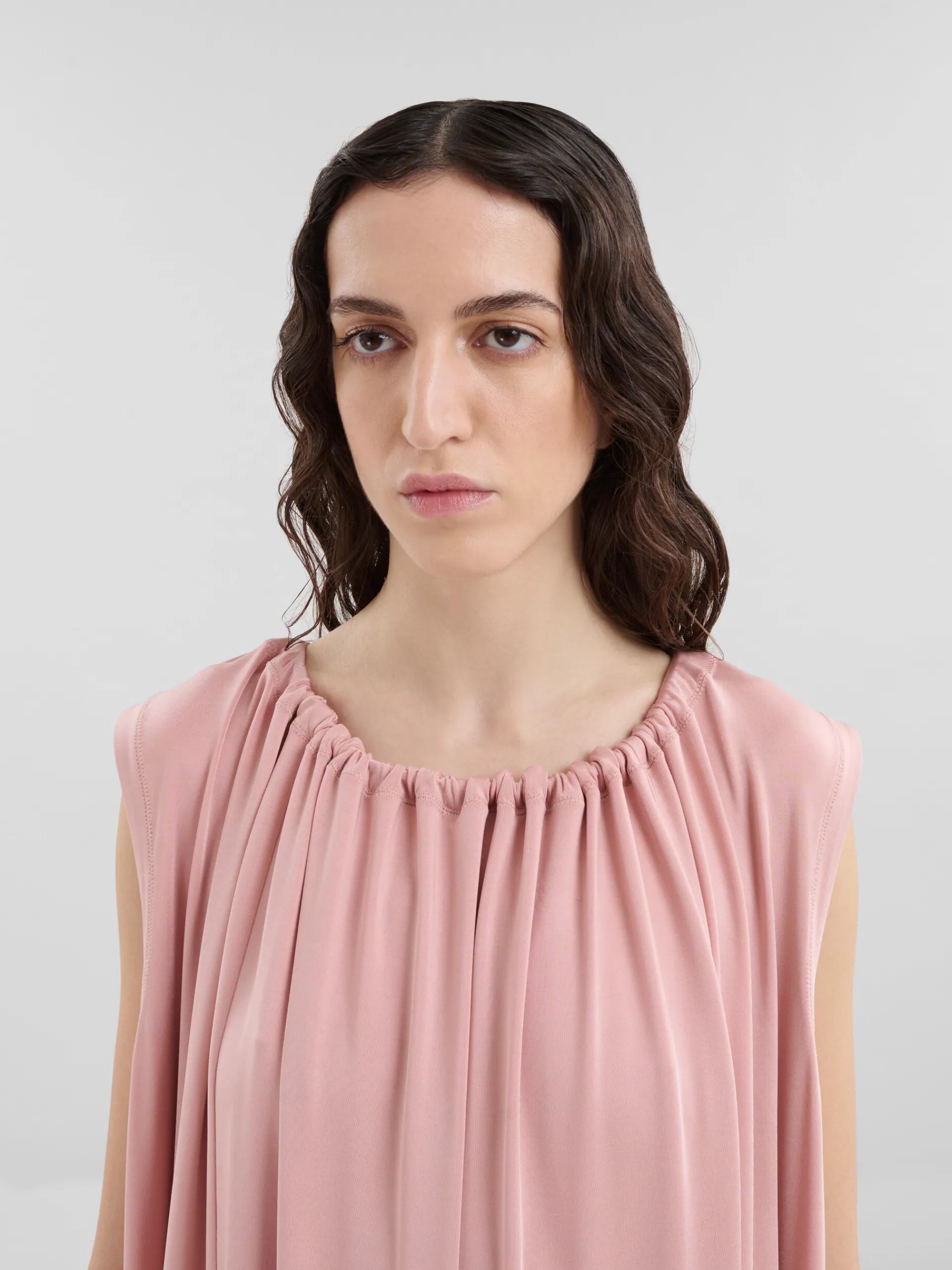 Dresses>Marni Pink Stretch Jersey Dress With Gathered Neck ANTIQUEROSE