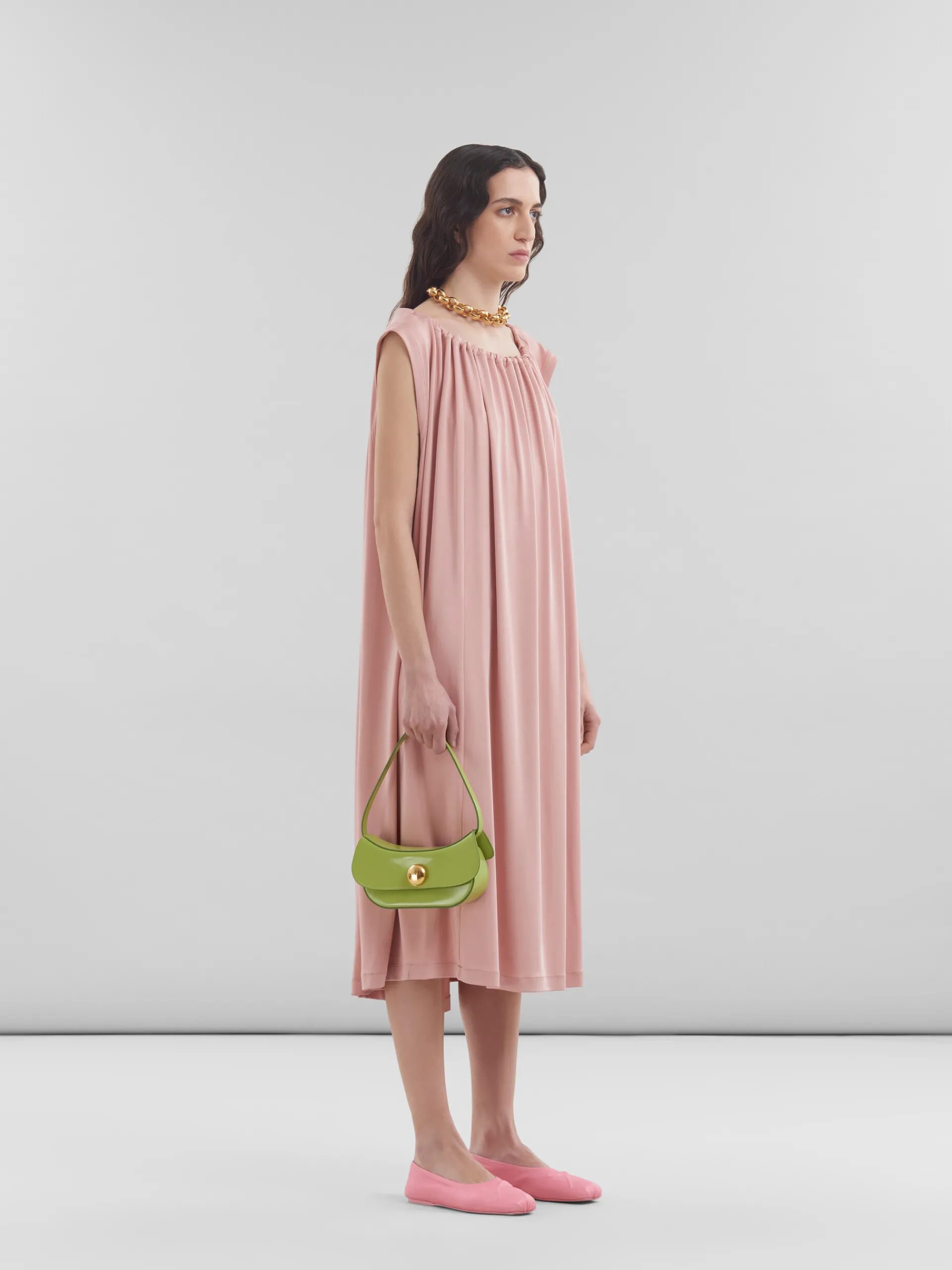 Dresses>Marni Pink Stretch Jersey Dress With Gathered Neck ANTIQUEROSE