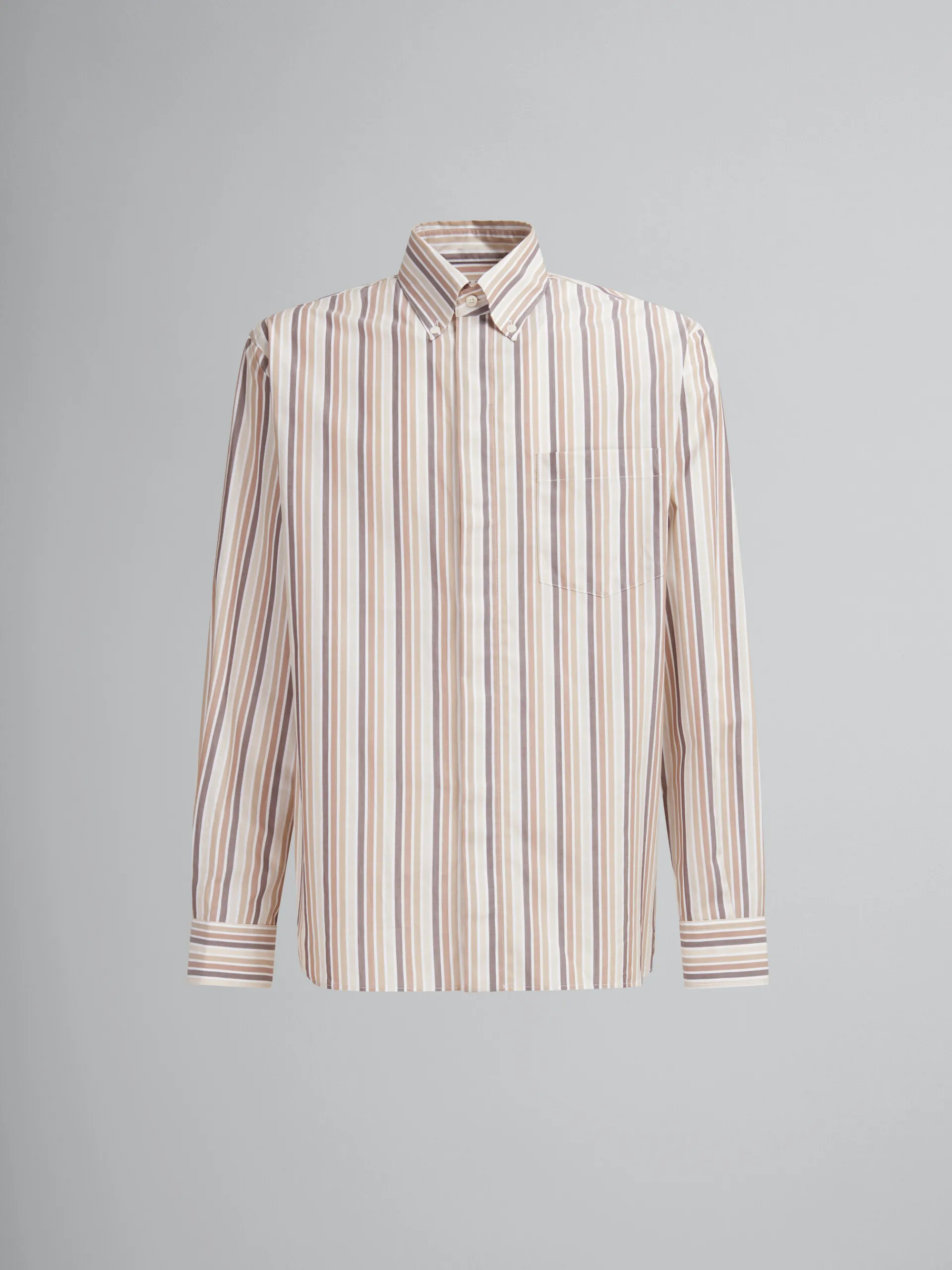 Tops & T-Shirts>Marni Pink Striped Organic Poplin Shirt NOMAD/BEIGE