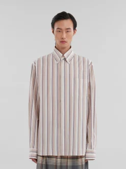 Tops & T-Shirts>Marni Pink Striped Organic Poplin Shirt NOMAD/BEIGE