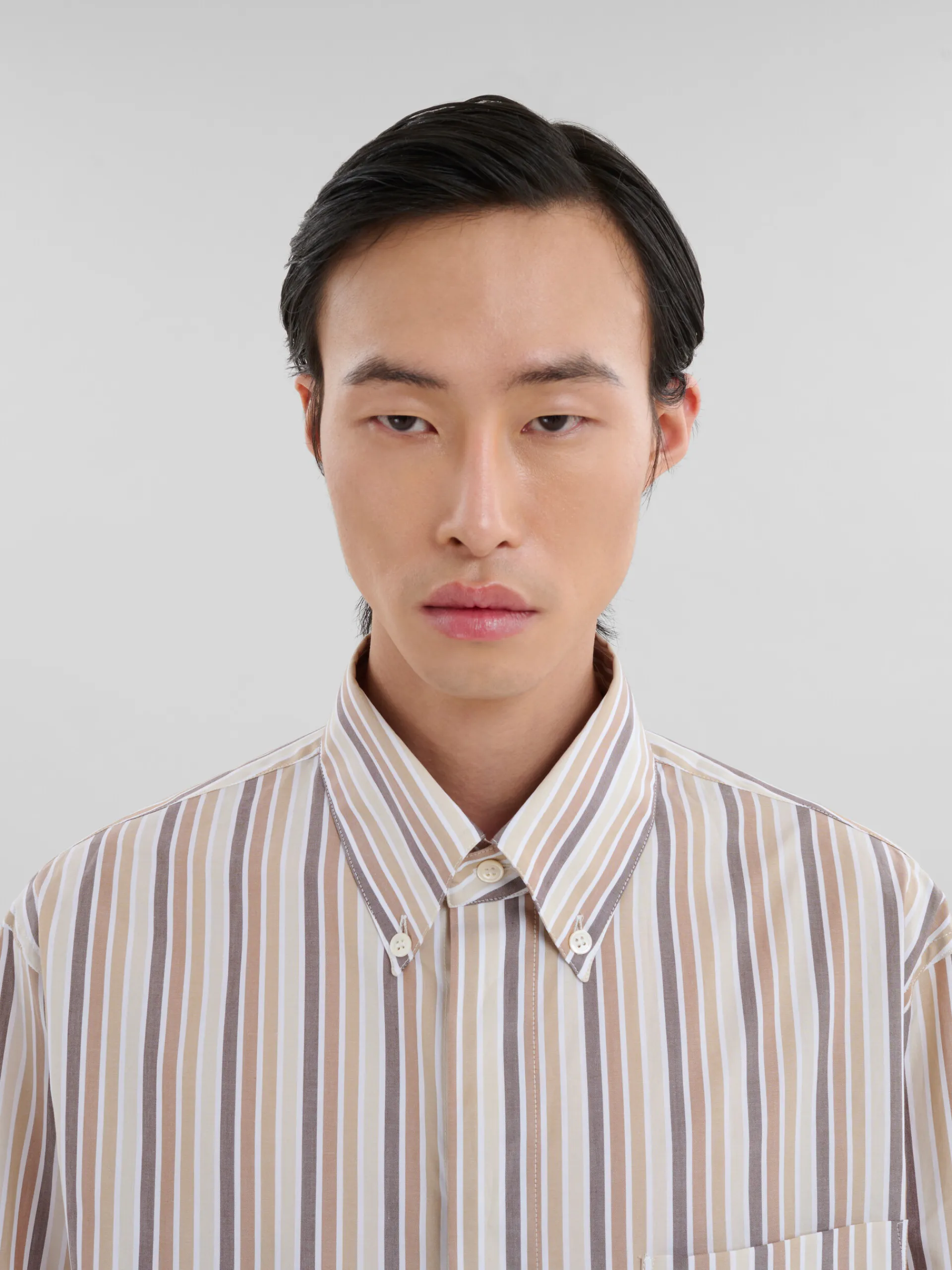 Tops & T-Shirts>Marni Pink Striped Organic Poplin Shirt NOMAD/BEIGE
