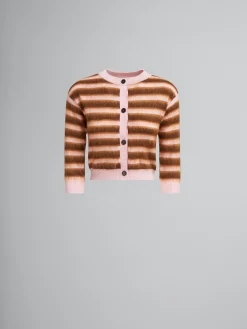 Knitwear>Marni Pink Striped Wool-mohair Cardigan PINKGUMMY