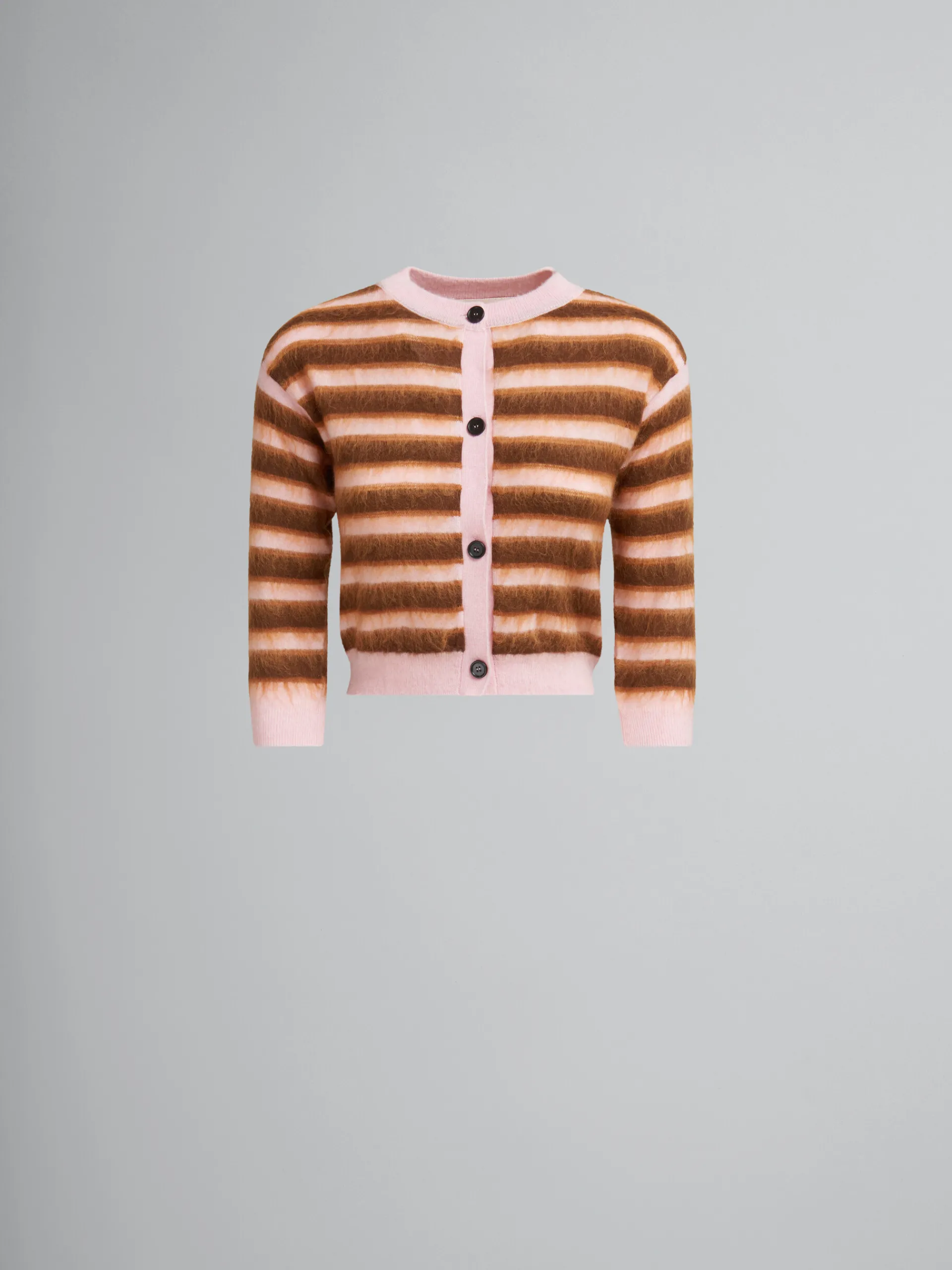 Knitwear>Marni Pink Striped Wool-mohair Cardigan PINKGUMMY