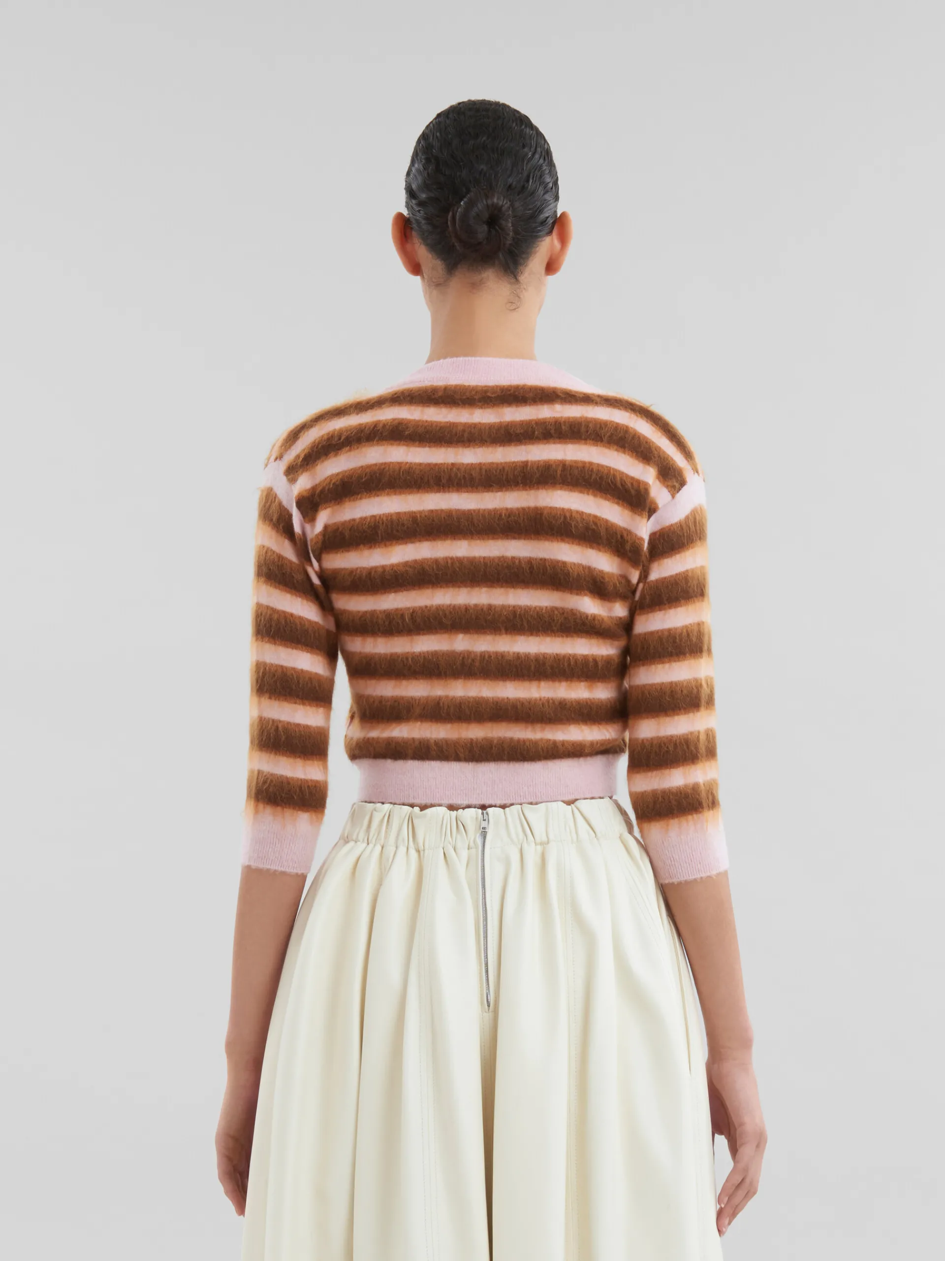 Knitwear>Marni Pink Striped Wool-mohair Cardigan PINKGUMMY